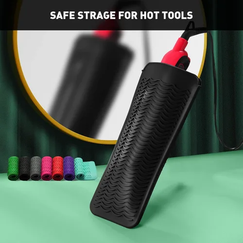 Miniatura 5 de ZAXOP - Funda de silicona resistente para plancha, rizador, herramientas calientes para el cabello (negro)