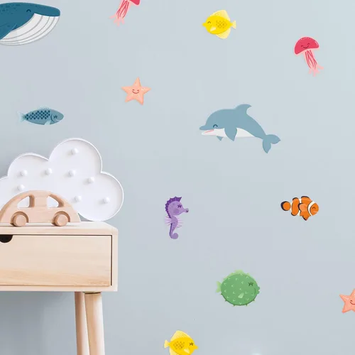 Teddylabels - Las calcomanías del Mar Profundo - Pegatinas de pared fáciles de aplicar y extraíbles: Transforma el dormitorio de tu niño pequeño con