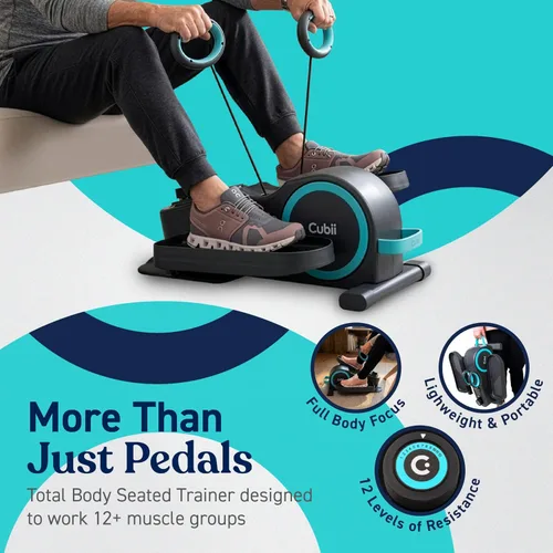 Miniatura 2 de Cubii Total Body - Pedal elíptico para usar sentado bajo el escritorio con bandas de resistencia integradas para el cuerpo superior, 12 niveles