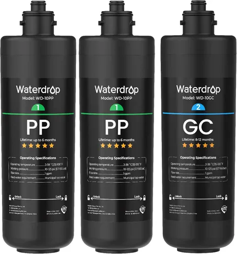 Waterdrop TSA - Filtro de agua de repuesto de 3 etapas, repuesto para Waterdrop TSA y TSB y TSB-CM Sistema de filtración de agua de 3 etapas debajo