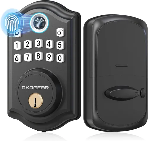 Miniatura 10 de AkaGear DS10 Cerradura de Puerta de Entrada sin Llave - Cerradura de Puerta con Huella Dactilar con 2 Llaves, Pestillo de Teclado Electrónico