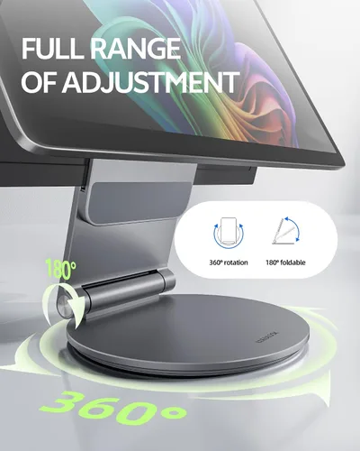 Miniatura 2 de LULULOOK Soporte para Surface Pro/Go - Base giratoria de aleación de aluminio de 360°, soporte plegable para tableta/elevador para Microsoft Surface