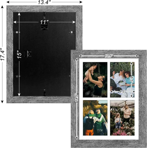 Miniatura 521 de Marcos de Fotos Collage de 13.5X15.5 con 7 Aberturas para Fotos de 4X6, Marco de Fotos Múltiples con Paspartú para Decoración de Pared, Grano