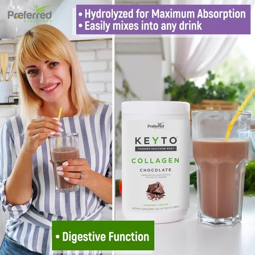 Miniatura 4 de Proteína de colágeno Keto en polvo con aceite MCT, péptidos de colágeno hidrolizados alimentados con pasto y criados en pastos aptos para dieta baja