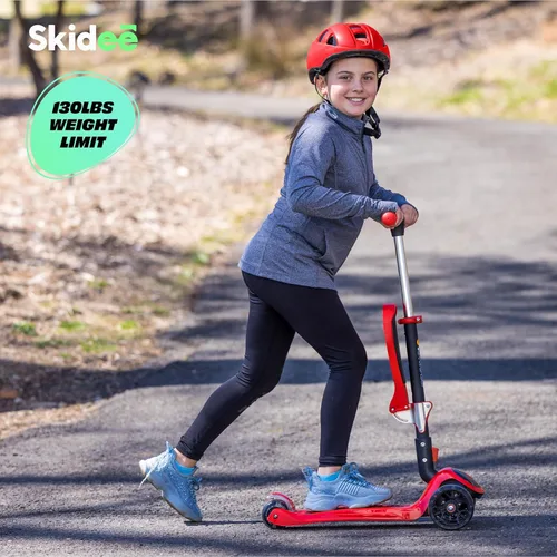 Miniatura 6 de SKIDEE Kick Scooter for Kids Ages 3-5 Foldable 3 Wheel Scooter with Lean-to-Steer, Adjustable Height, Removable Seat & LED Light Wheels Toddler