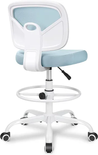 Miniatura 16 de Primy Silla Alta de Escritorio de Dibujo - Sin Brazos, Altura Ajustable, Respaldo de Malla, con Ruedas, Silla de Escritorio de Pie para Sala de Negro