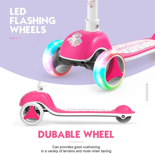 Miniatura 5 de MOUNTALK Scooter para Niños de 1-12 Años, Scooter de 3 Ruedas para Niños Pequeños de 1-3/3-5/5-8/8-12 Años Niños y Niñas con Alturas Ajustables