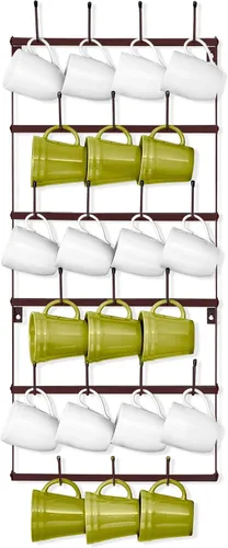 Miniatura 9 de Sorbus - Estante para Tazas para Pared - Pequeño Soporte Rústico para Tazas de Café con Montaje en Pared y 21 Ganchos, Estante de Exhibición