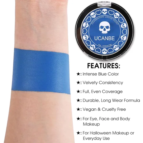 Miniatura 2 de UCANBE Pintura Facial y Corporal Azul, Base de Maquillaje, Paleta Profesional de Pintura Grasa No Tóxica para Adultos, Fiesta, Cremas