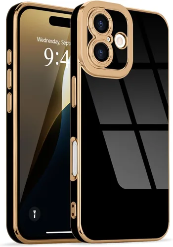 Miniatura 164 de Lafunda Diseñada para iPhone 13 Pro, fundas lujosas con chapado lindo para mujeres y niñas, elegante borde dorado, a prueba de golpes, TPU con funda