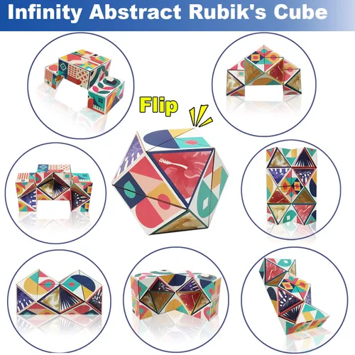 Miniatura 3 de Juego de cubos mágicos 3D Flips, paquete de 3 juguetes para ansiedad de cubo infinito, transforman cubos de rompecabezas para aliviar el estrés
