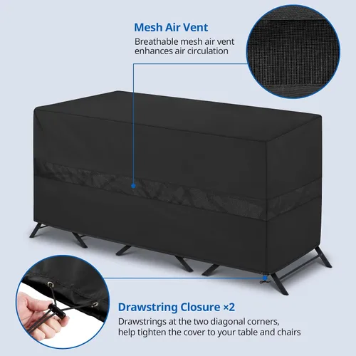 Miniatura 4 de SunPatio Bistro - Juego de funda impermeable, para patio al aire libre, juego de muebles de 3 piezas con ventilación de aire, resistente a los rayos