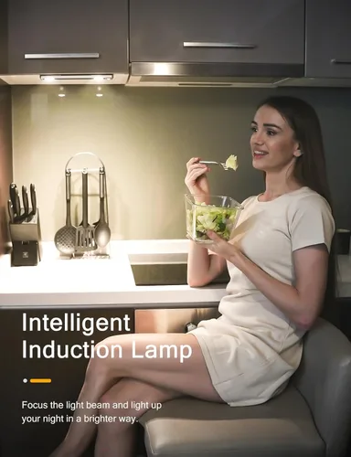 Miniatura 4 de YIGER Luces para debajo del gabinete, luz inalámbrica con sensor de movimiento para interiores, iluminación LED cálida de 10 pulgadas, funciona
