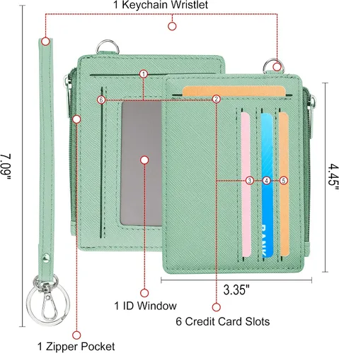 Miniatura 2 de Toughergun Tarjetero delgado para mujer con bloqueo RFID, cartera pequeña con bolsillo frontal para tarjetas de identificación con ventana