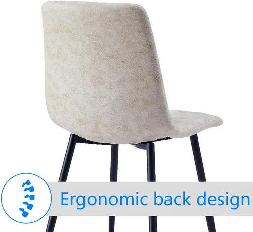 Miniatura 4 de Btrpily Juego de 4 sillas de comedor, silla de comedor con marco de metal para cocina, silla de asiento de tela tecnológica para sala de estar, Negro