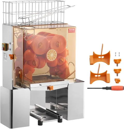 Miniatura 9 de VEVOR Exprimidor de naranja comercial, extractor de jugo automático de 120W, exprimidor de naranja de acero inoxidable para 20 naranjas por minuto