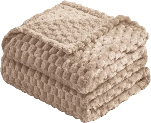 Miniatura 53 de Vessia - Manta de forro polar de franela (50x70 pulgadas), manta 3D de jacquard negra, esponjosa y cálida para sofá, sillón, cama, silla, 300GSM
