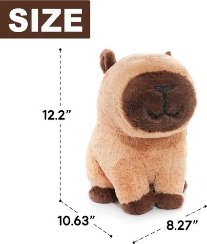 Miniatura 9 de WEIGEDU Peluche Capybara de peluche, juguete Kawaii suave de 12.2 pulgadas para niños y adultos, almohada de felpa de animal lindo, amigo abrazable