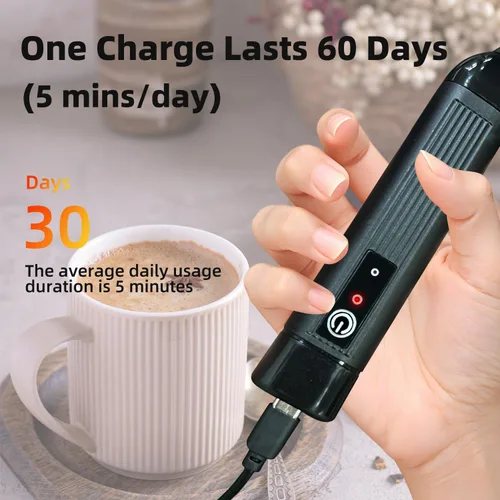 Miniatura 4 de Espumador de leche recargable de mano, mezclador de café eléctrico de 3 velocidades con batidor de acero inoxidable para chocolate caliente, huevos