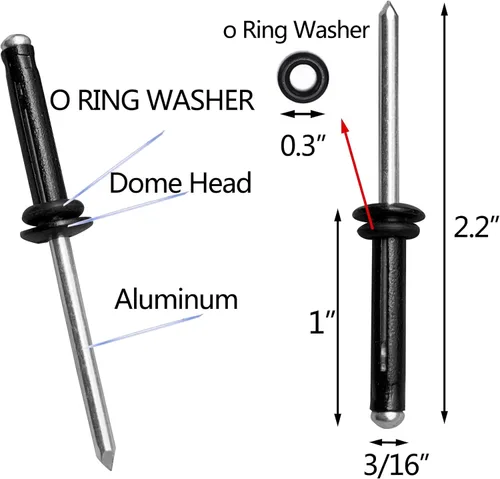 Miniatura 2 de Kit de pistola de remache de kayak, 18 remaches impermeables de triple agarre con juego de remachadores manuales de una sola mano, herramienta