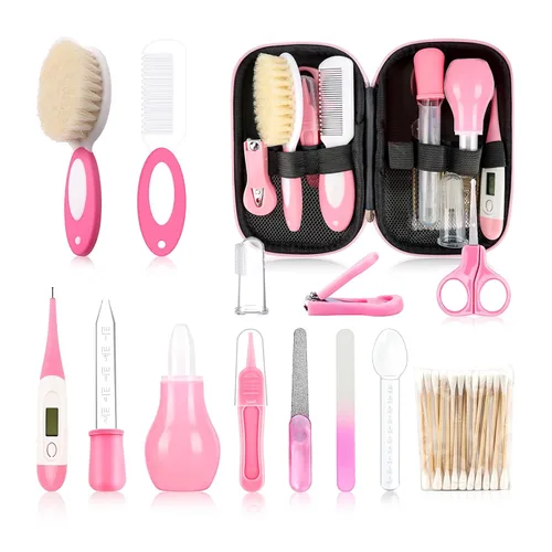 Miniatura 13 de Kit de aseo para bebés, juego de cuidado de seguridad infantil con cepillo para el cabello, peine cortaúñas, aspirador nasal, kit esencial