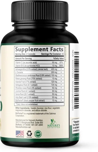 Miniatura 9 de Nature's Nutrition Suplementos de apoyo suprarrenal Cortex Complex, el mejor suplemento energético, apoya la salud y los niveles de energía