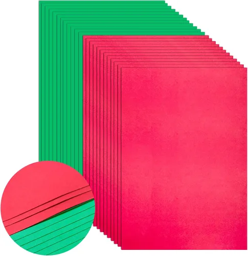 100 piezas de papel grueso de cartulina de Navidad, papel de cartulina A4 rojo y verde de 70 libras, papel de cartulina imprimible de grosor medio