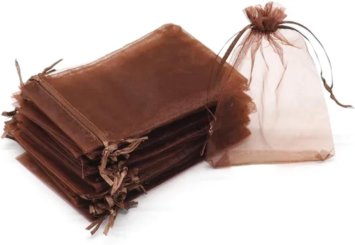 Miniatura 17 de 50 bolsas de organza transparentes de 3 x 4 pulgadas, pequeñas bolsas de regalo de joyería con cordón para bodas, fiestas, bolsas de dulces