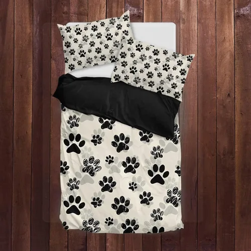 Miniatura 7 de Juego de funda de edredón con diseño de pata de perro, diseño de pata de cachorro, color beige, con 2 fundas de almohada