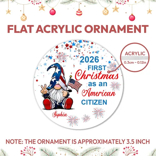 Miniatura 3 de HYTURTLE Adorno de Navidad personalizado para decoración de árbol, regalo para mujeres y hombres, ciudadanía estadounidense patriótica