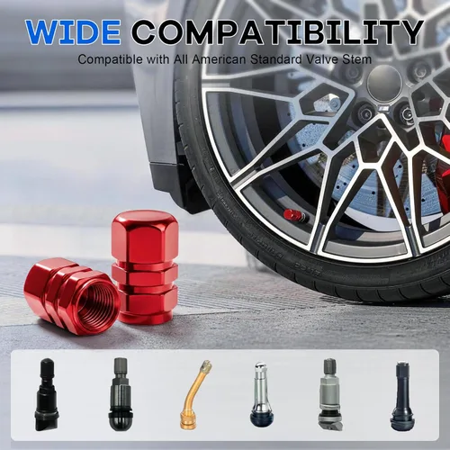 Miniatura 3 de JUSTTOP - Tapones para válvula de neumático de coche, 12 tapas de aire, universales para autos, SUVs, bicicletas, camiones y motocicletas, color rojo