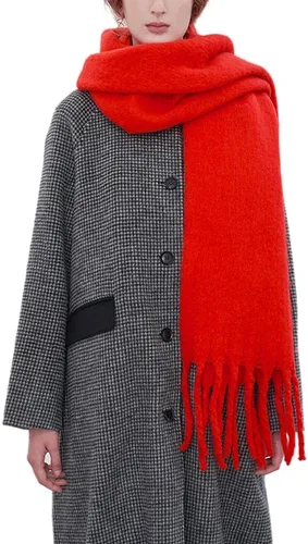 Miniatura 49 de Bufanda grande y gruesa de gran tamaño, esponjosas, de lana grande, gruesa, cálida para invierno