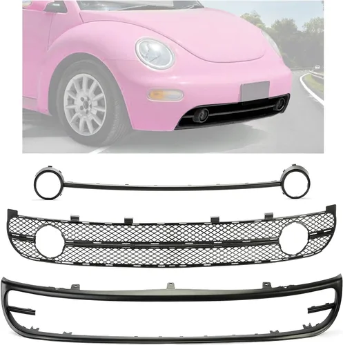 HECASA Rejilla de parachoques inferior con bisel de luz antiniebla compatible con Volkswagen New Beetle 2001-2005 Reemplazo para VW1036104,
