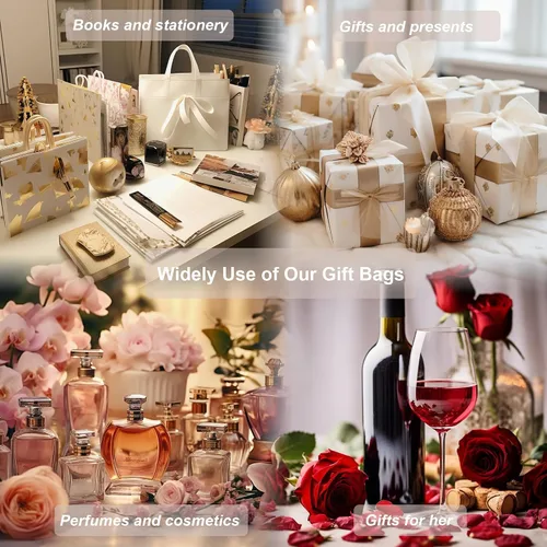 Miniatura 8 de SHIPKEY Paquete de 10 bolsas de regalo pequeñas Bolsa de regalo negra de 6x2.5x8 pulgadas, bolsas de papel para hombres, bolsa de recuerdo