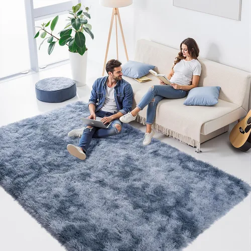 Miniatura 15 de Zentavio Alfombras de área para sala de estar, alfombras grises para dormitorio, alfombra de 4 x 6, alfombra mullida, peluda y suave, shag estética