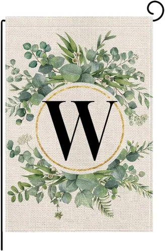 Miniatura 25 de wyooxoo Bandera de jardín floral con monograma de letra H de 12 x 18 pulgadas, doble cara para exteriores, familia, apellido, bandera inicial