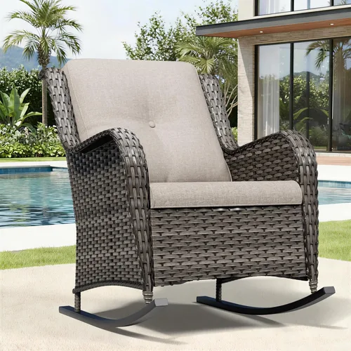 Miniatura 87 de Joyside Juego de sillas de mimbre para patio, juego de 3 piezas de mimbre para exteriores con 2 sillas reposabrazos y 1 mesa auxiliar para terraza