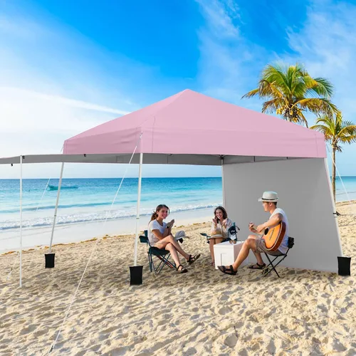 Miniatura 2 de Tangkula Toldo desplegable de 10 x 9.2 pies con paredes laterales, tienda de campaña para exteriores UPF50+ con 8 estacas, 4 cuerdas de viento