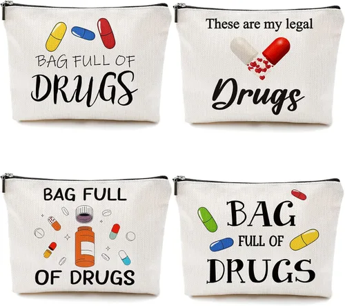Hillban 4 unidades de regalo de graduación para enfermera, bolsas divertidas para medicina, regalos de semana de CNA, bolsas de maquillaje de