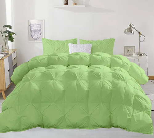Miniatura 24 de Juego de edredón plisado para todas las estaciones, 21.16 oz/m², 3 piezas (edredón + 2 fundas de almohada), relleno de edredón de algodón egipcio