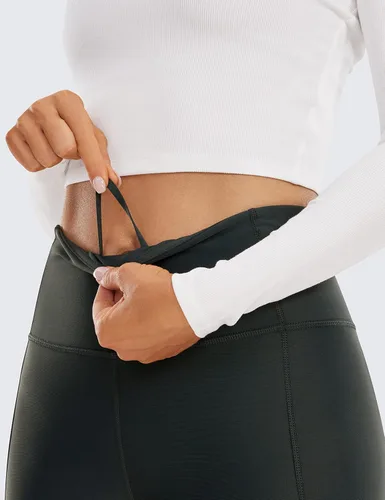 Miniatura 4 de CRZ YOGA - Leggings térmicos con forro de vellón de 28 pulgadas, pantalones de senderismo cálidos de cintura alta con bolsillos, mallas