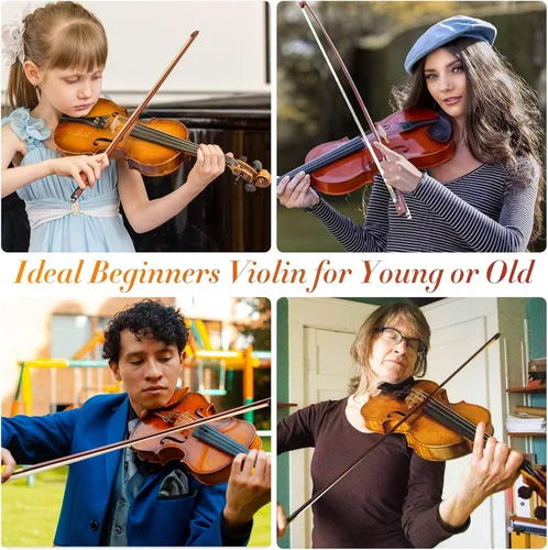 Miniatura 6 de Violín Acústico Para Principiantes, CVN-500 Violines de Iniciación de Madera Maciza de Ébano Equipados, Kit de Violín para Estudiantes con Estuche