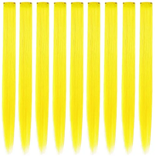 Miniatura 19 de Rhyme 12 piezas de extensiones de cabello de color azul y verde azulado con reflejos de princesa de 21 pulgadas con clip para niñas americanas