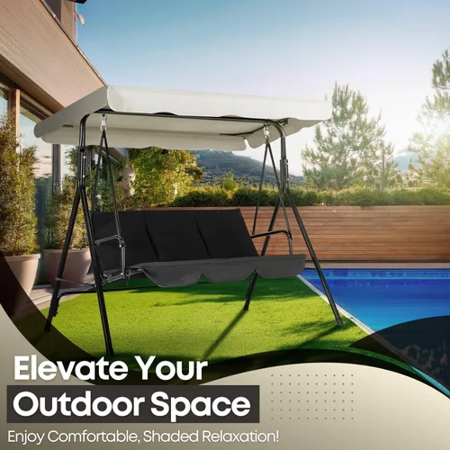 Miniatura 2 de Flexzion Toldo de repuesto para columpio al aire libre – 75 x 52 pulgadas / 6.2 ft x 4.3 ft de asiento de 2 asientos, tela impermeable a los rayos