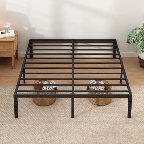 Miniatura 4 de NEW JETO - Base de cama metálica, base de cama tamaño Queen con espacio de almacenamiento, base de colchón resistente y robusta, fácil montaje,