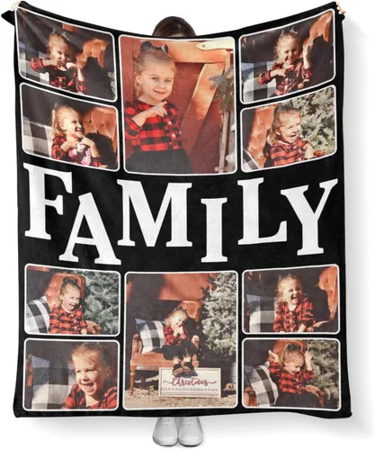 Miniatura 11 de Mantas personalizadas con fotos, manta personalizada con imagen para familia, mamá, papá, parejas, bebé, manta de fotos personalizada con collage
