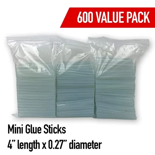 Miniatura 6 de Artellius Mini barras de pegamento caliente – Transparente, 600 unidades, 4 pulgadas de largo x 0.27 pulgadas de diámetro – Se adapta a la mayoría