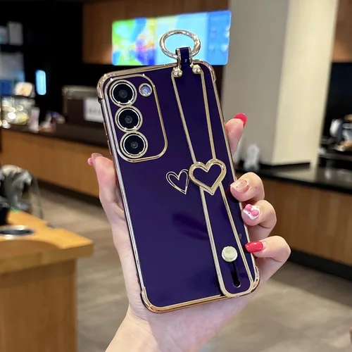 Miniatura 39 de ZTOFERA Funda diseñada para Samsung Galaxy S20 FE 5G, borde chapado de lujo, patrón de corazones de amor con pulsera y función atril, protección
