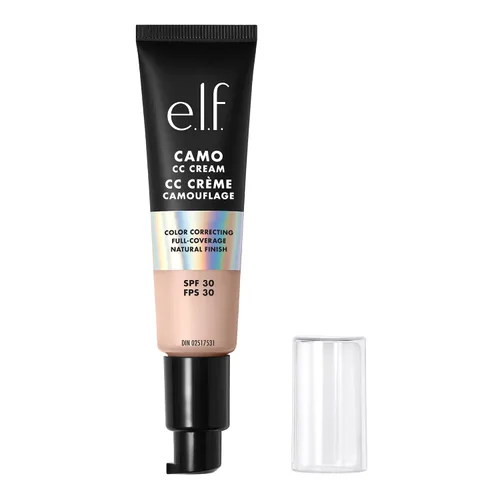 e.l.f. Crema Camo CC, SPF 30, base correctora de color con cobertura media a completa, acabado con efecto aerógrafo, vegana y libre de crueldad,