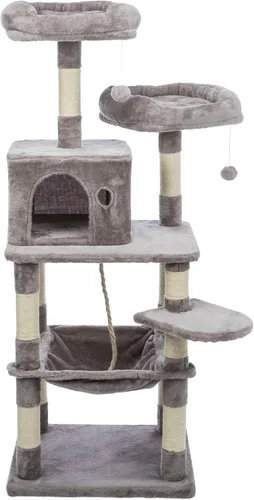 Miniatura 7 de TRIXIE Baza - Torre para gatos – Árbol para gatos con postes rascadores de yute, condominio, hamaca y cama extraíble – Muebles